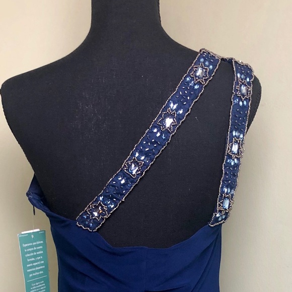 Blue one shoulder beautiful dress new with tags - Picture 3 of 8